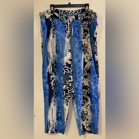 JAMS WORLD NWOT Vintage Wide Leg Drawstring Pants in Blue Patch - Picture 1 of 5